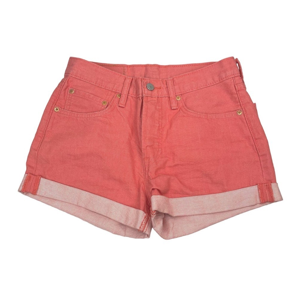 LEVI'S 501 Original Button Fly Cuffed Hem Denim Short Sz 27 Salmon Pink